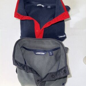 NWOT Men's Small Land's End Pullover Fleece Coat‎ Lot Of 2  Gray Navy